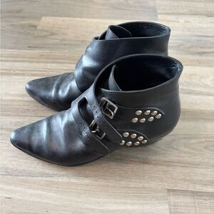 Yves Saint Laurent Black Ankle Boots with Silver Studs